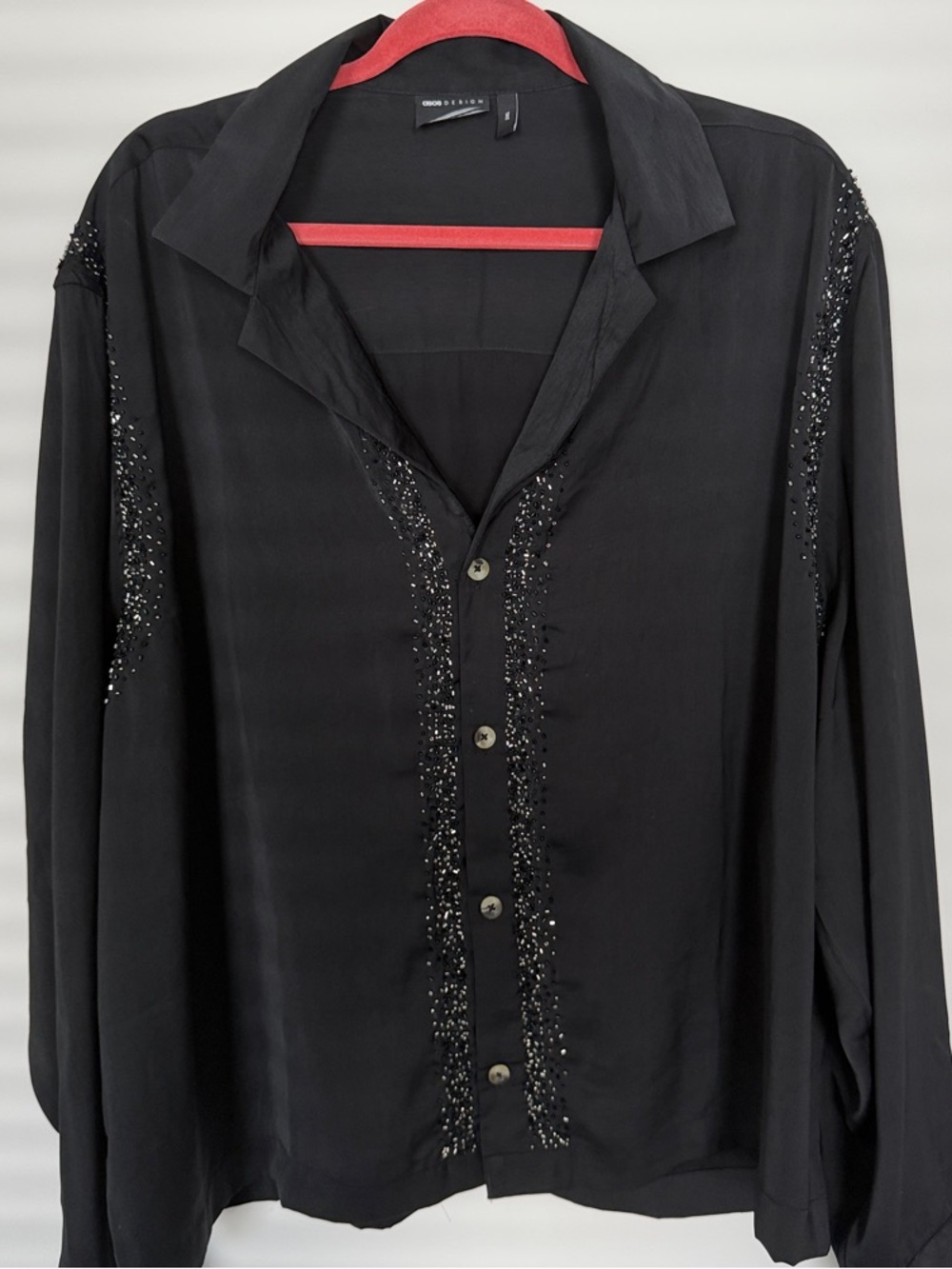 ASOS Black Beaded Men's Dress Shirt